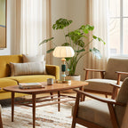Sculptural Metal Table Lamp with Silk-Look Shade