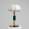Sculptural Metal Table Lamp with Silk-Look Shade