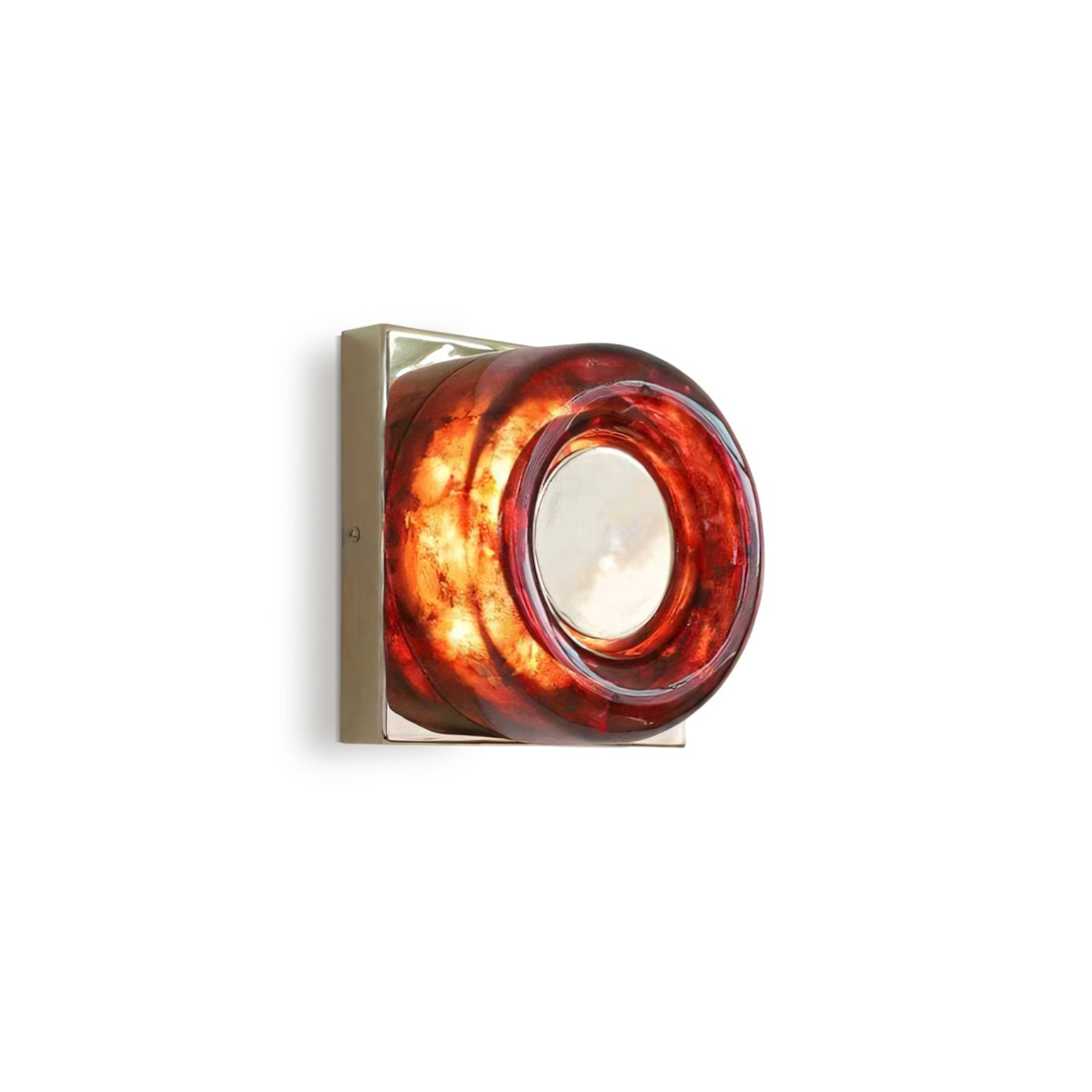 Amber Resin Wall Sconce with Square Iron Backplate