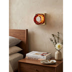 Amber Resin Wall Sconce with Square Iron Backplate