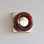 Amber Resin Wall Sconce with Square Iron Backplate