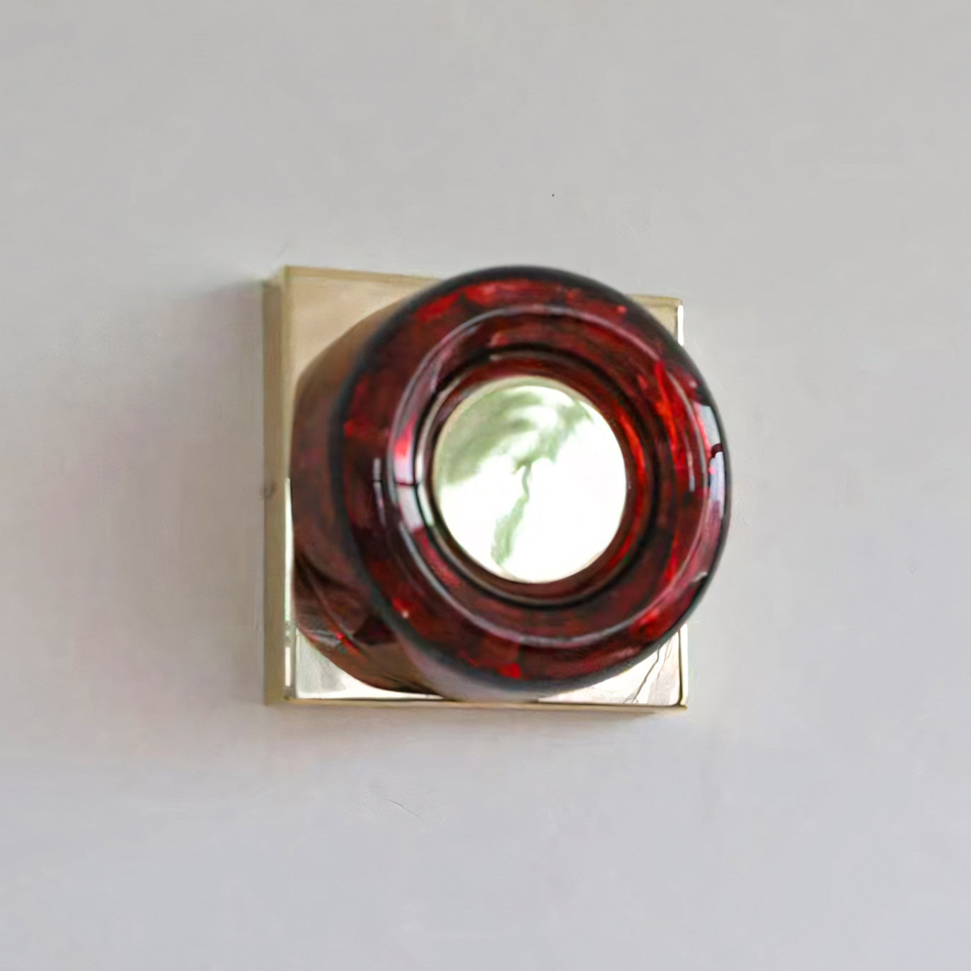 Amber Resin Wall Sconce with Square Iron Backplate
