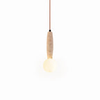 Travertine & White Glass Globe Pendant Light