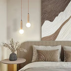 Travertine & White Glass Globe Pendant Light