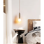 Travertine & White Glass Globe Pendant Light