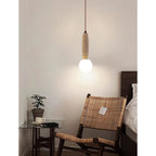 Travertine & White Glass Globe Pendant Light