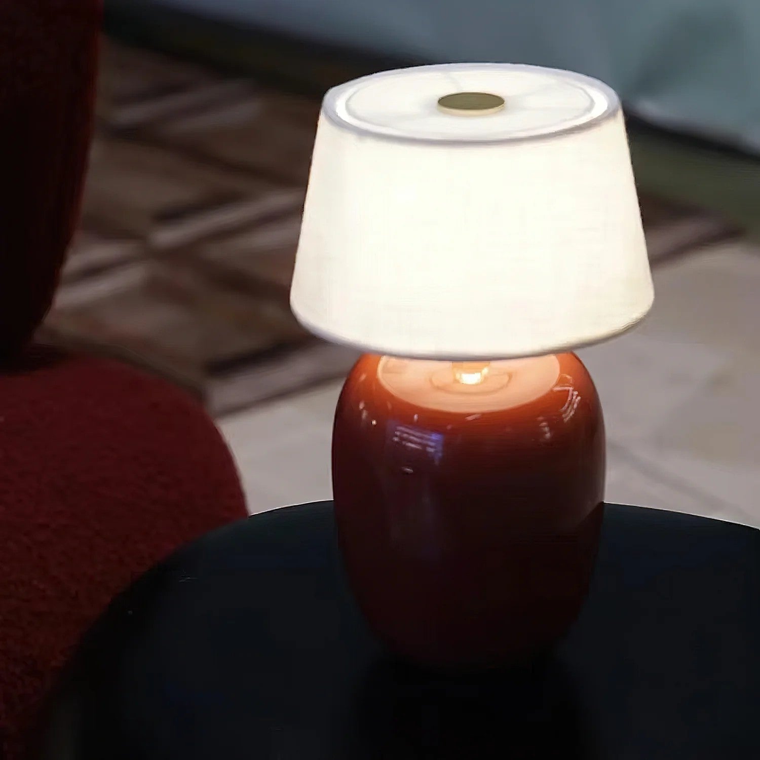 Cordless Petite Ceramic Table Lamp with Touch Shade