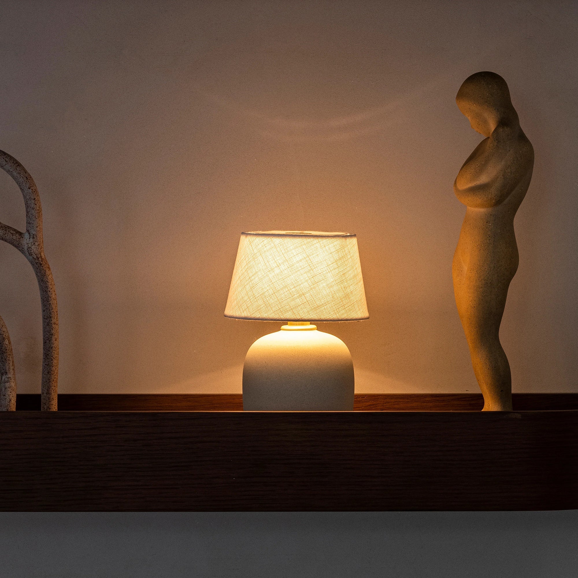 Cordless Petite Ceramic Table Lamp with Touch Shade