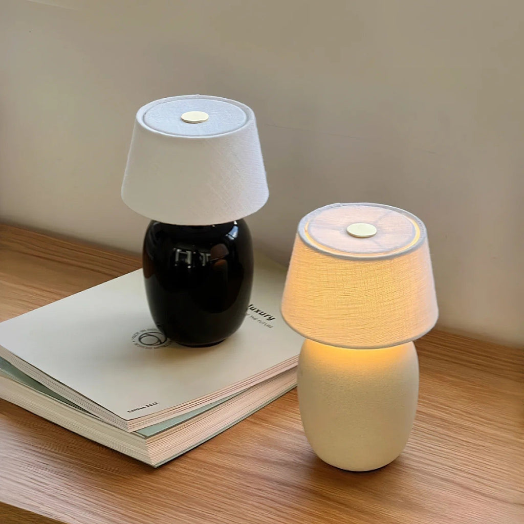Cordless Petite Ceramic Table Lamp with Touch Shade