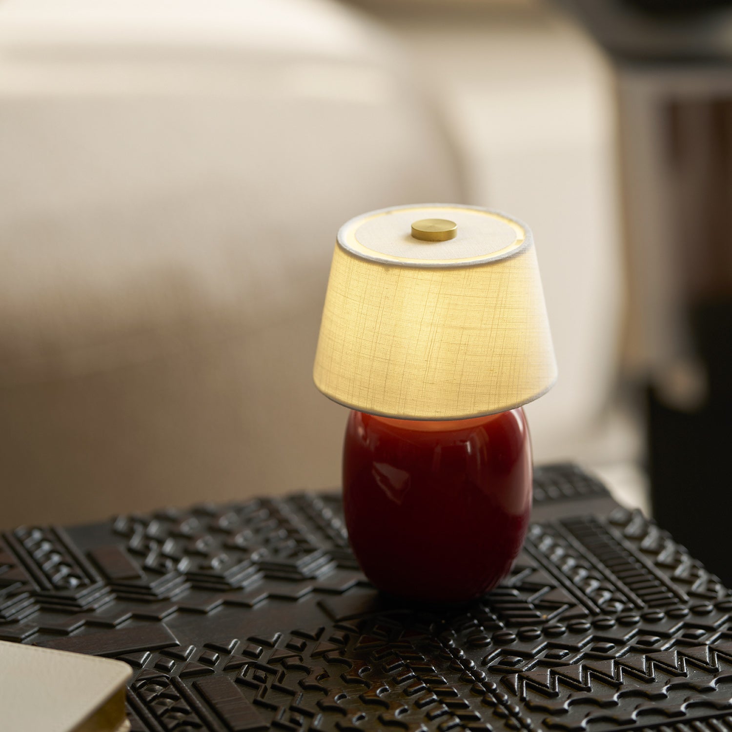 Cordless Petite Ceramic Table Lamp with Touch Shade