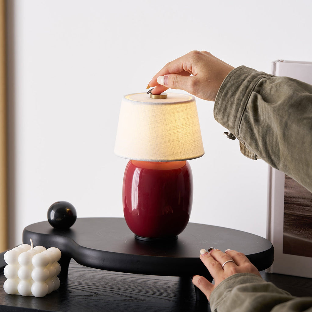Cordless Petite Ceramic Table Lamp with Touch Shade