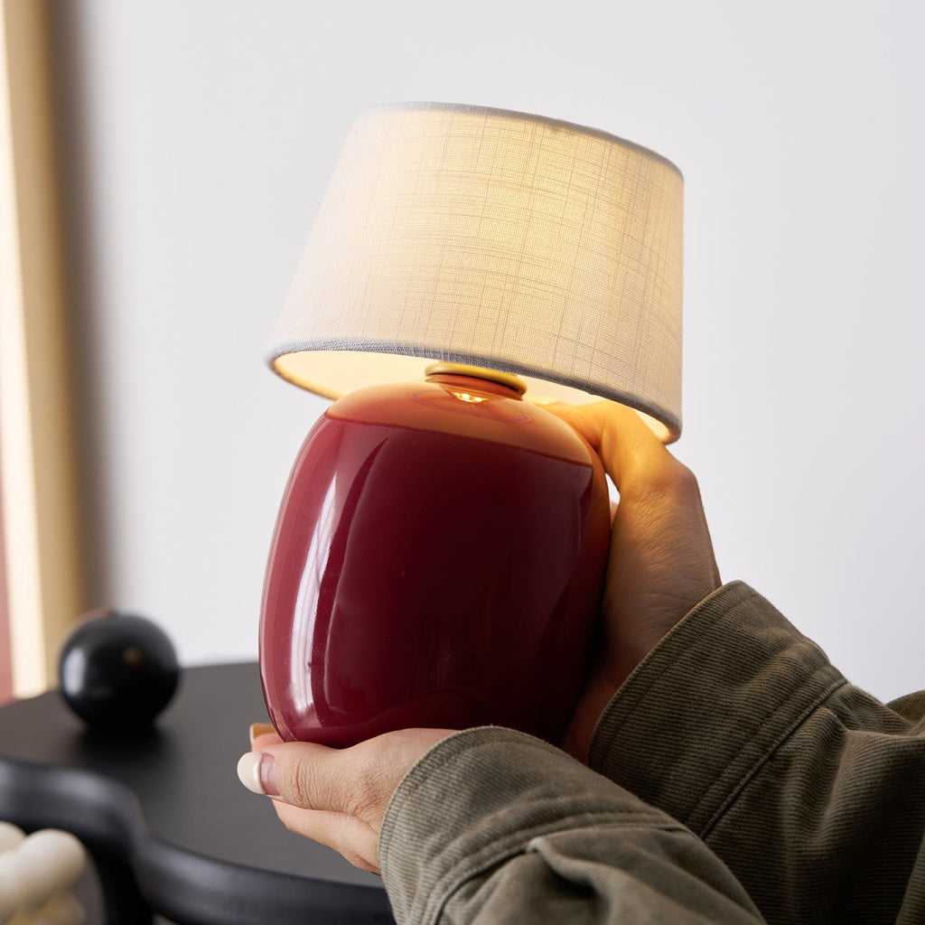 Cordless Petite Ceramic Table Lamp with Touch Shade