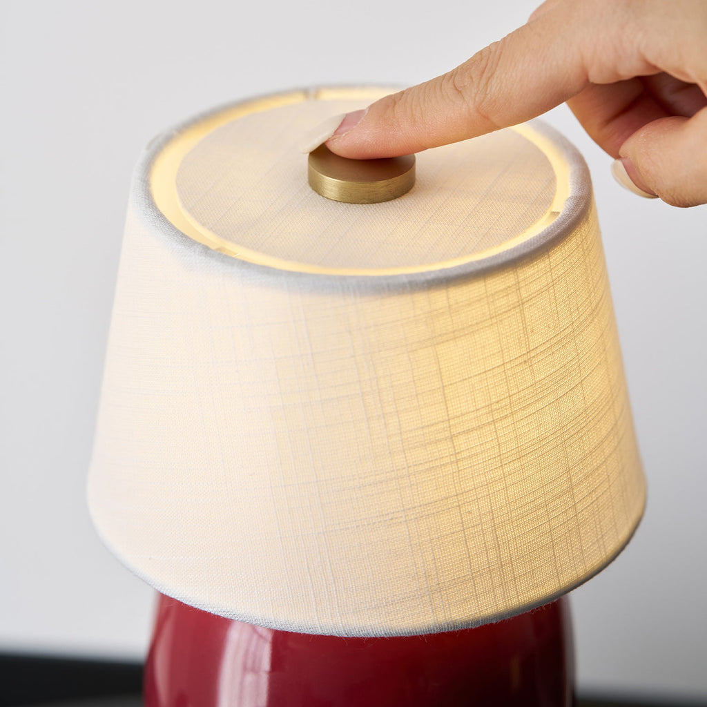 Cordless Petite Ceramic Table Lamp with Touch Shade