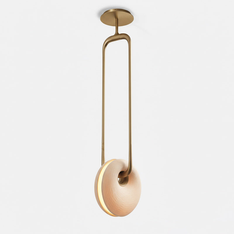 Ripple-Textured Glass Ring Pendant Light, Copper