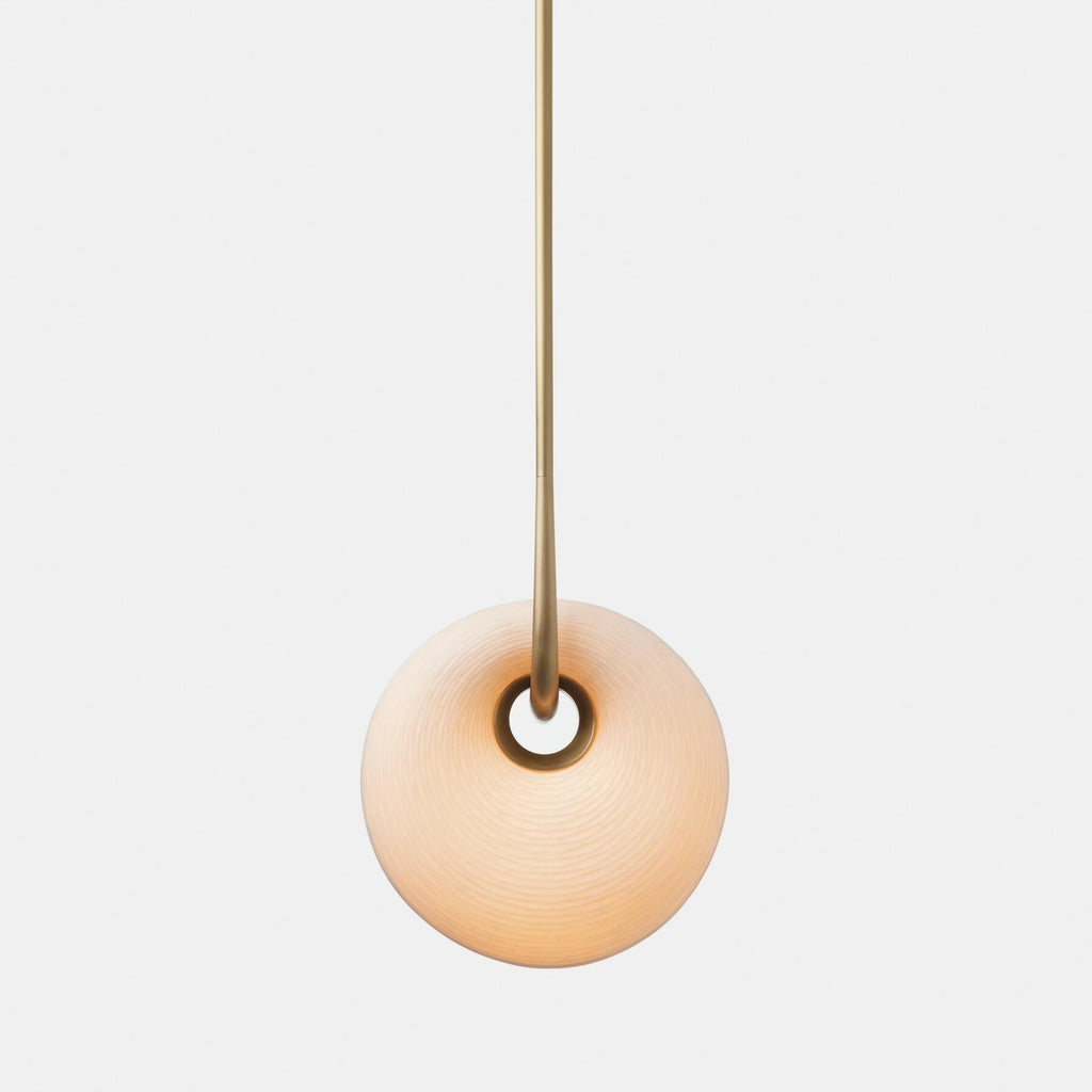 Ripple-Textured Glass Ring Pendant Light, Copper