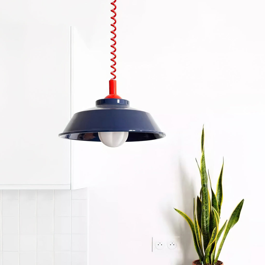 Glossy Metal Dome Pendant Light in Vibrant Colors