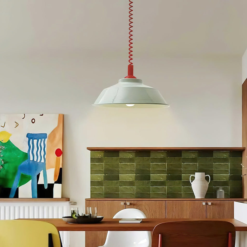 Glossy Metal Dome Pendant Light in Vibrant Colors