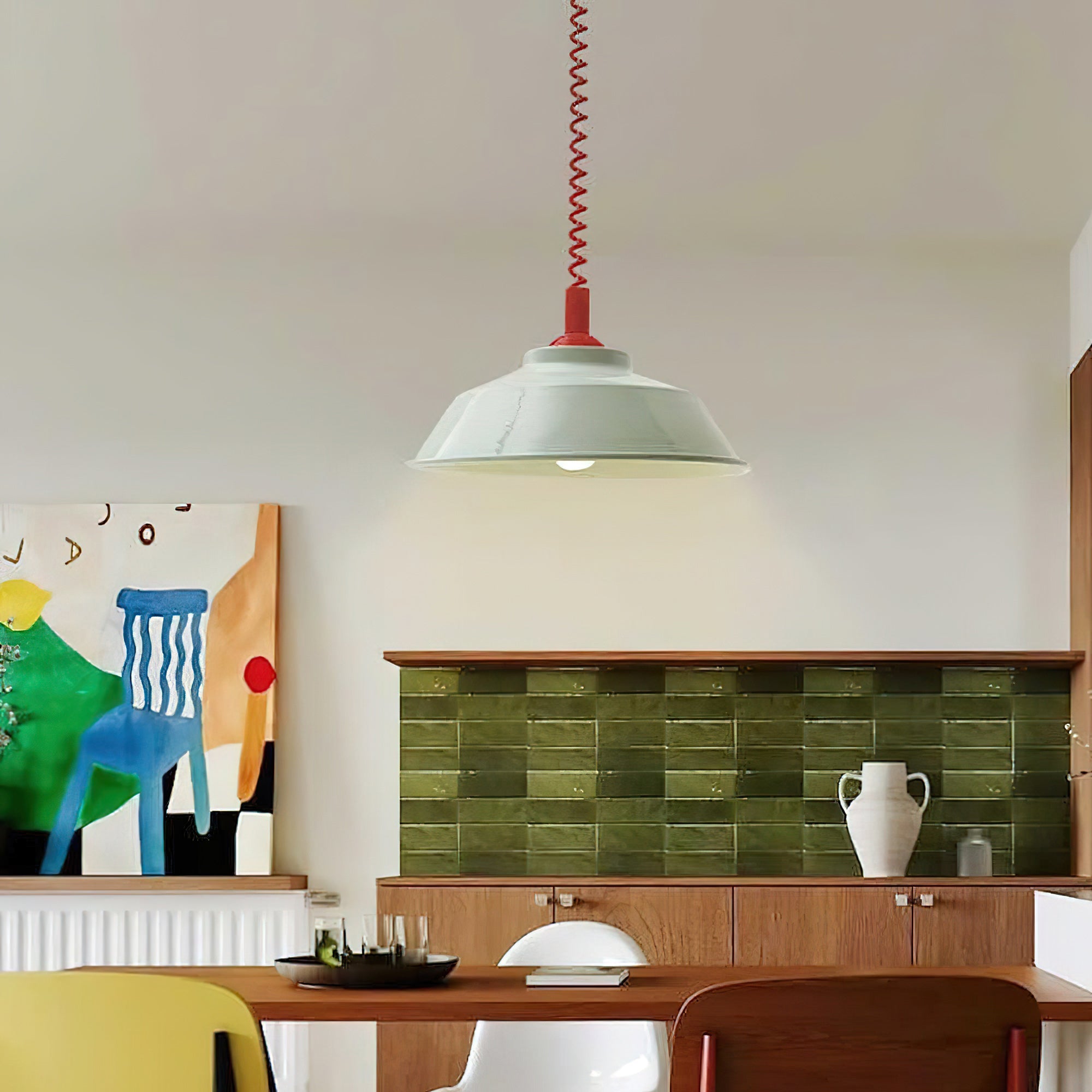 Glossy Metal Dome Pendant Light in Vibrant Colors