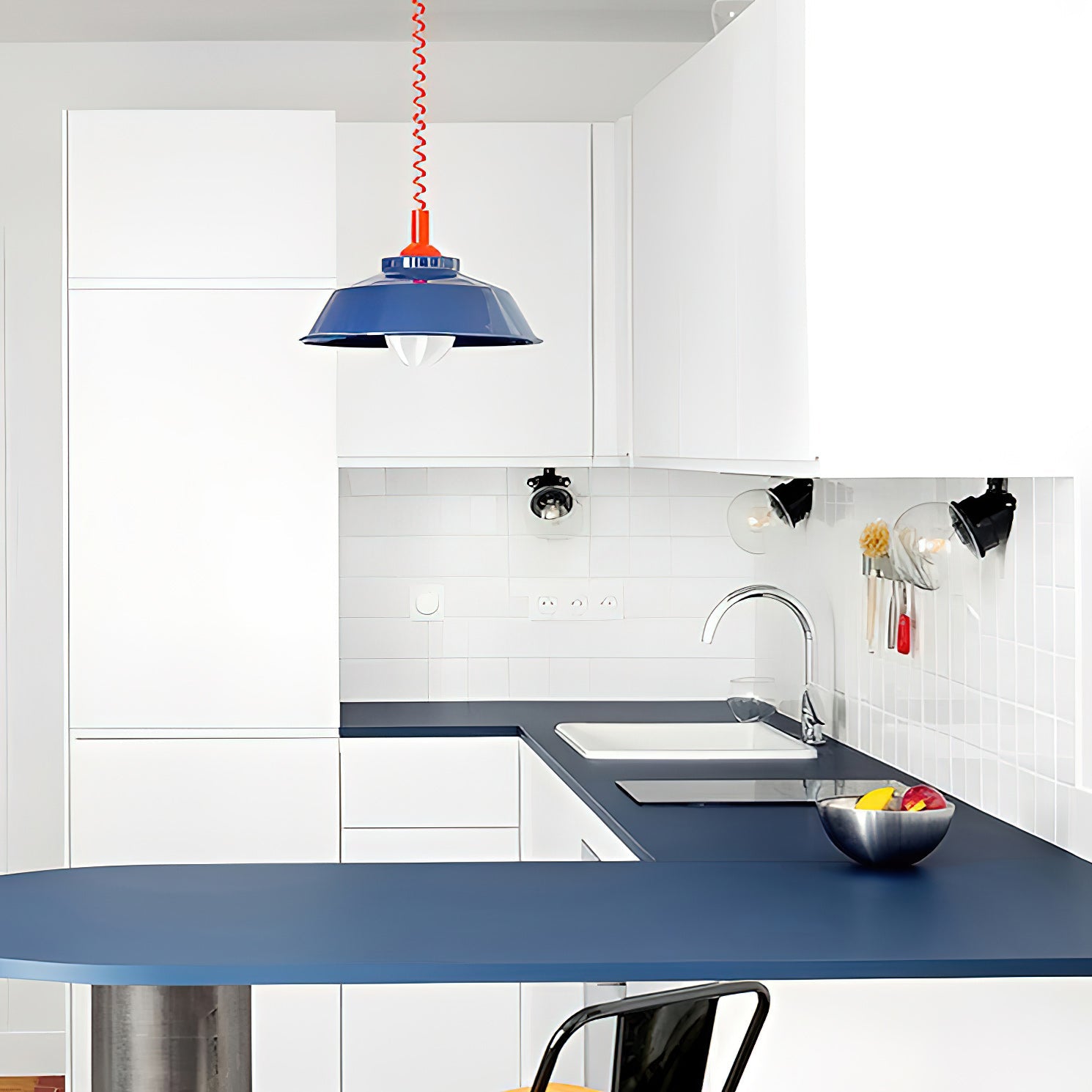 Glossy Metal Dome Pendant Light in Vibrant Colors