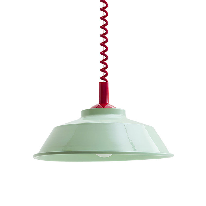 Glossy Metal Dome Pendant Light in Vibrant Colors