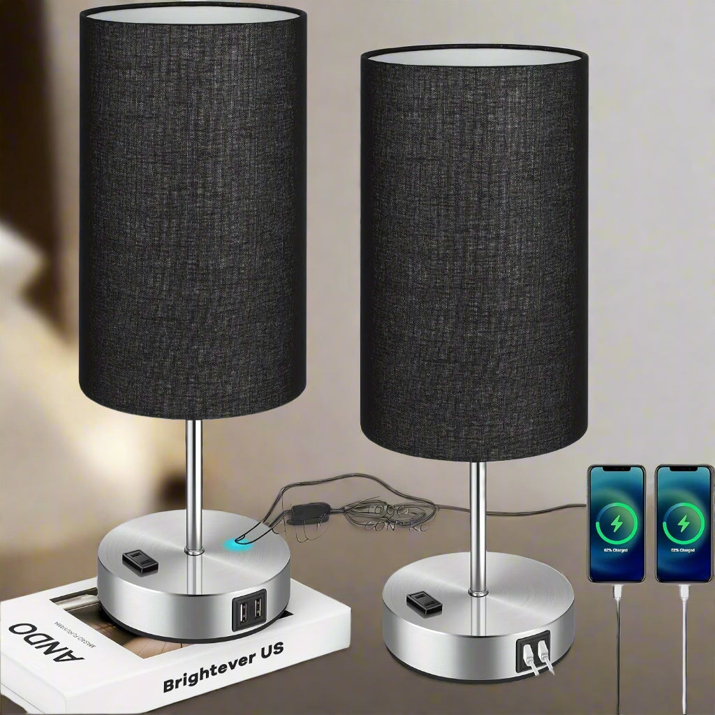 Touch Control LED Table Lamp - USB Charging Ports & Modern Design