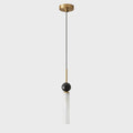 Brass & Marble Cylinder Pendant with Frosted Shade