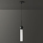 Brass & Marble Cylinder Pendant with Frosted Shade