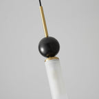 Brass & Marble Cylinder Pendant with Frosted Shade