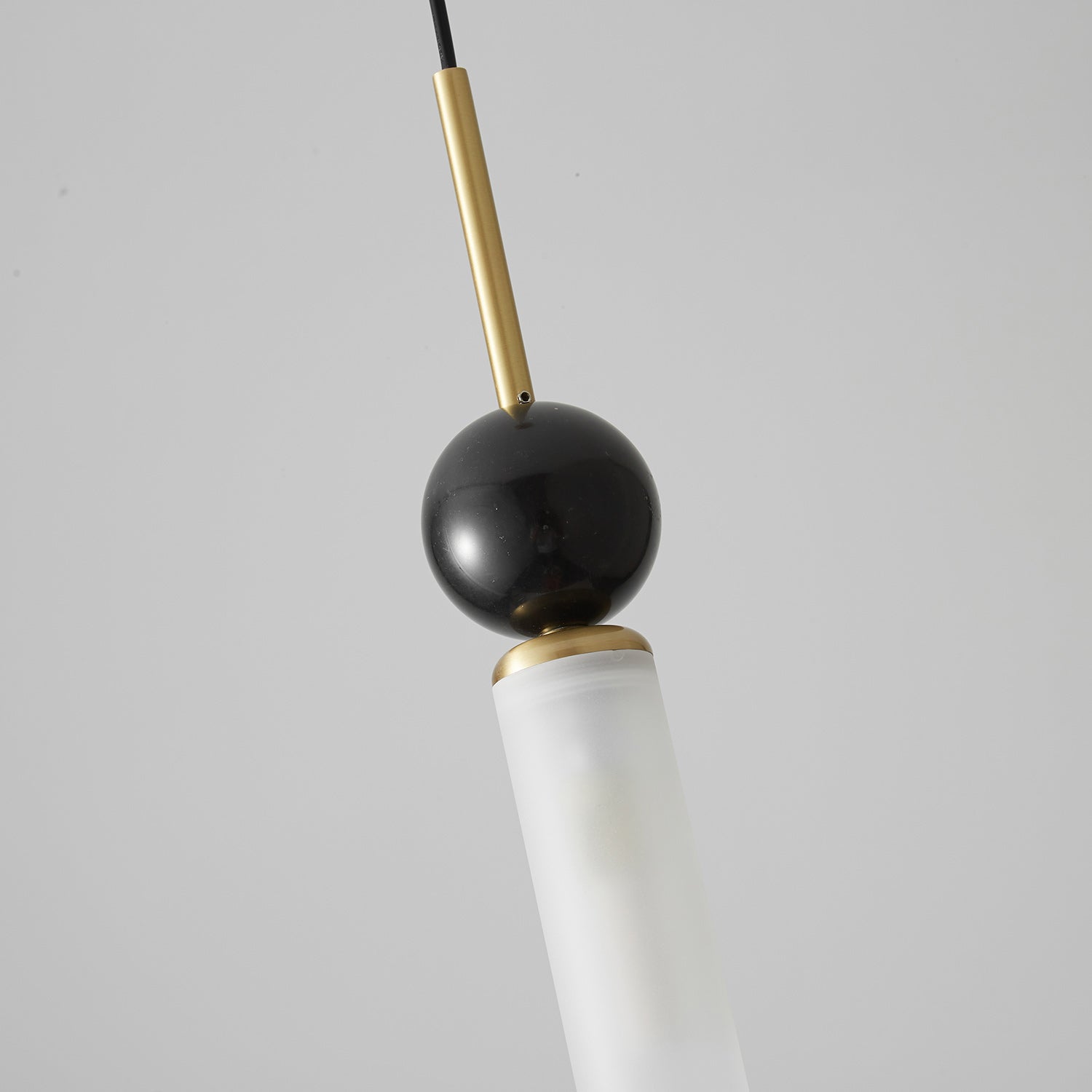 Brass & Marble Cylinder Pendant with Frosted Shade