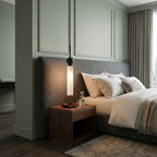 Brass & Marble Cylinder Pendant with Frosted Shade