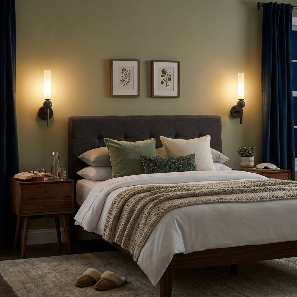 Brass & Marble Cylinder Wall Lamp with Frosted Shade