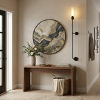 Brass & Marble Cylinder Wall Lamp with Frosted Shade