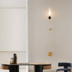 Brass & Marble Cylinder Wall Lamp with Frosted Shade