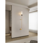 Brass & Marble Cylinder Wall Lamp with Frosted Shade