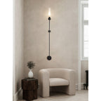 Brass & Marble Cylinder Wall Lamp with Frosted Shade