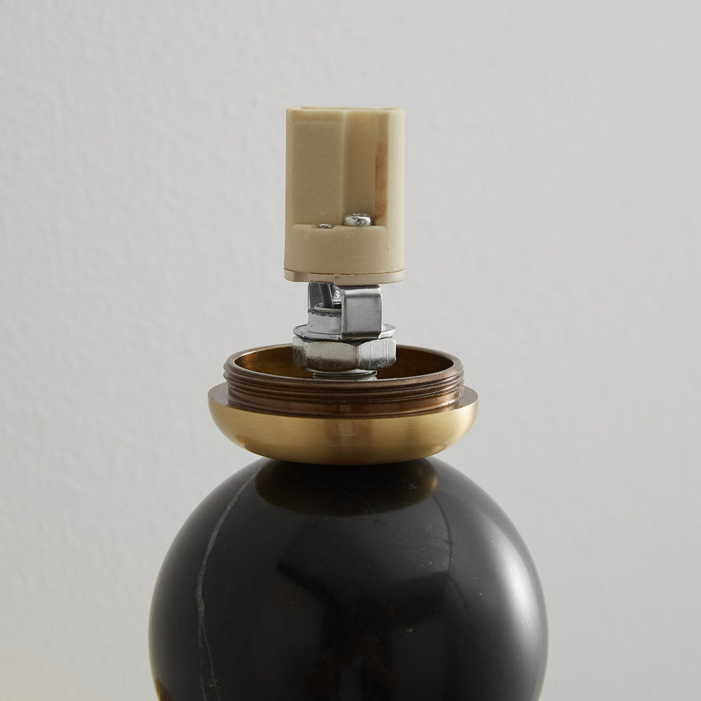 Brass & Marble Cylinder Wall Lamp with Frosted Shade