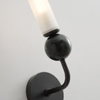 Brass & Marble Cylinder Wall Lamp with Frosted Shade