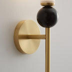 Brass & Marble Cylinder Wall Lamp with Frosted Shade