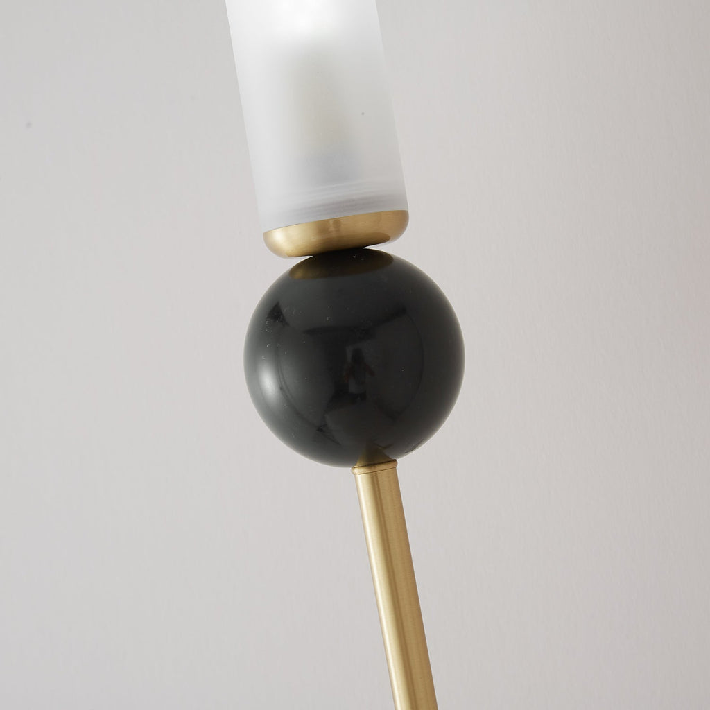 Brass & Marble Cylinder Wall Lamp with Frosted Shade