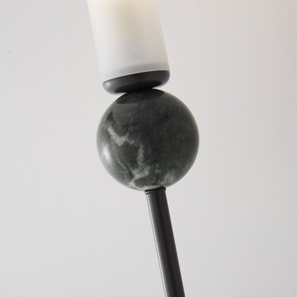 Brass & Marble Cylinder Wall Lamp with Frosted Shade