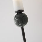 Brass & Marble Cylinder Wall Lamp with Frosted Shade