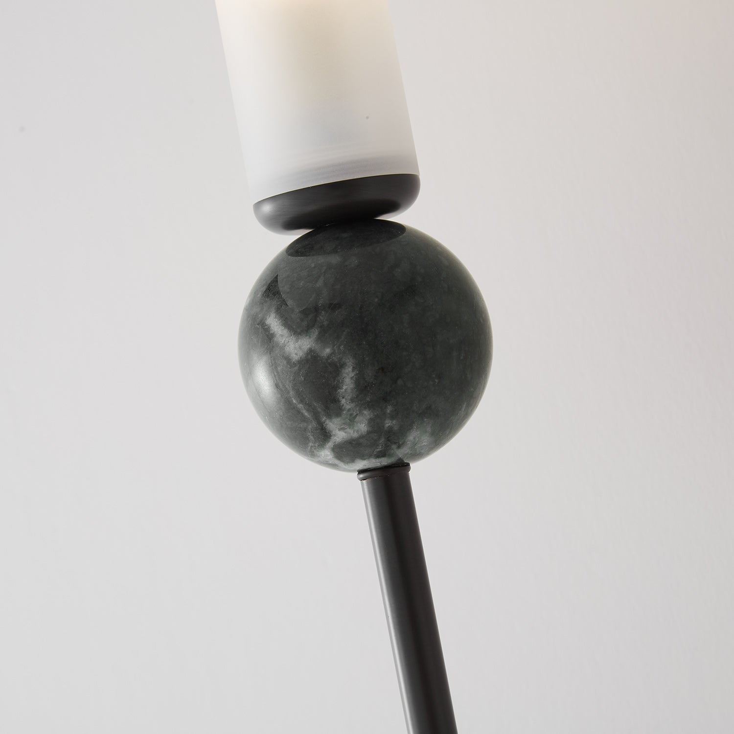 Brass & Marble Cylinder Wall Lamp with Frosted Shade