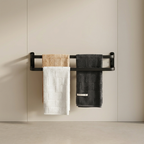 Towel Rack Wall Mounted 2 to 3 Tier Aluminum Black, Space-Saving