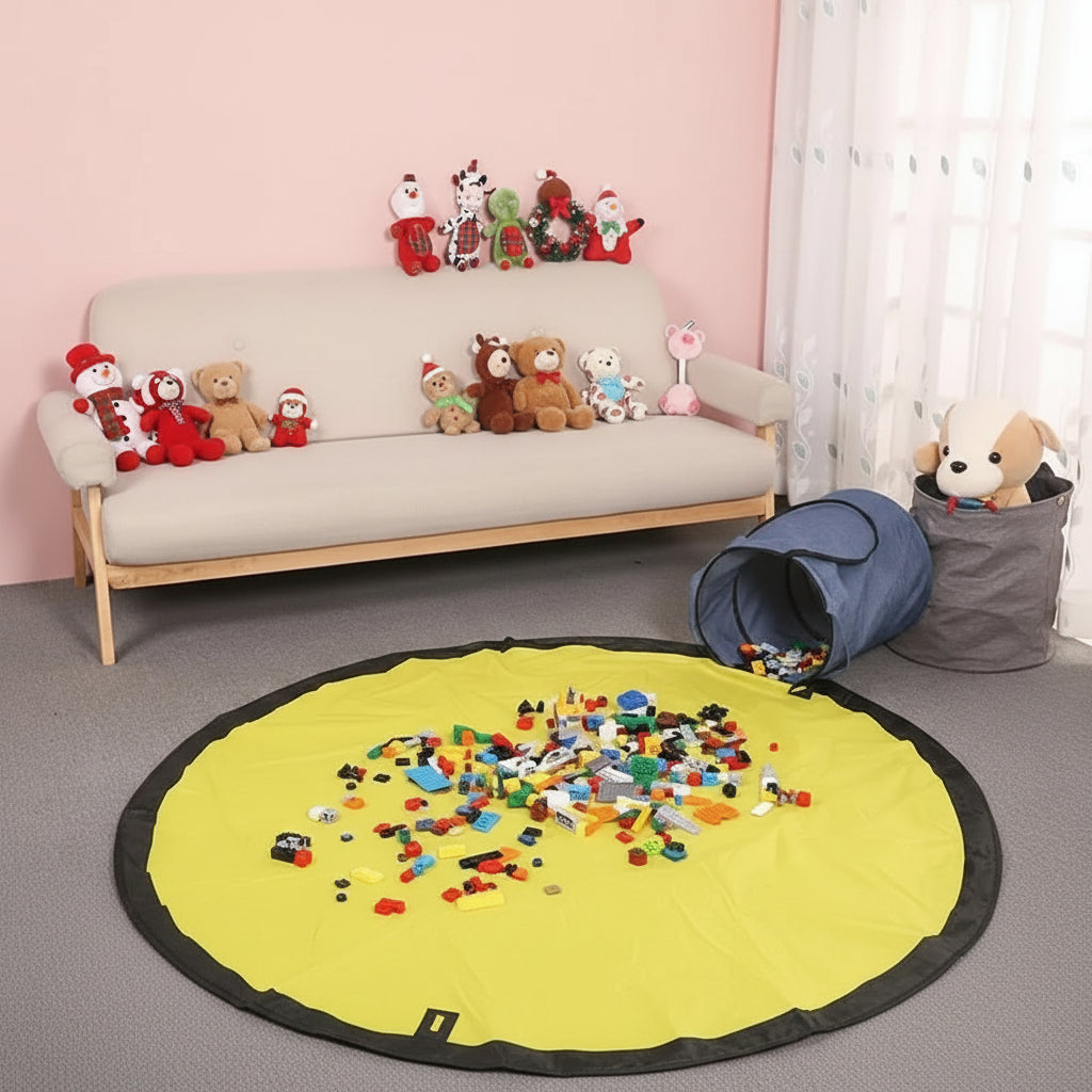 Toy Storage Box Polyester Organizer with Removable Play Mat