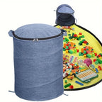 Toy Storage Box Polyester Organizer with Removable Play Mat