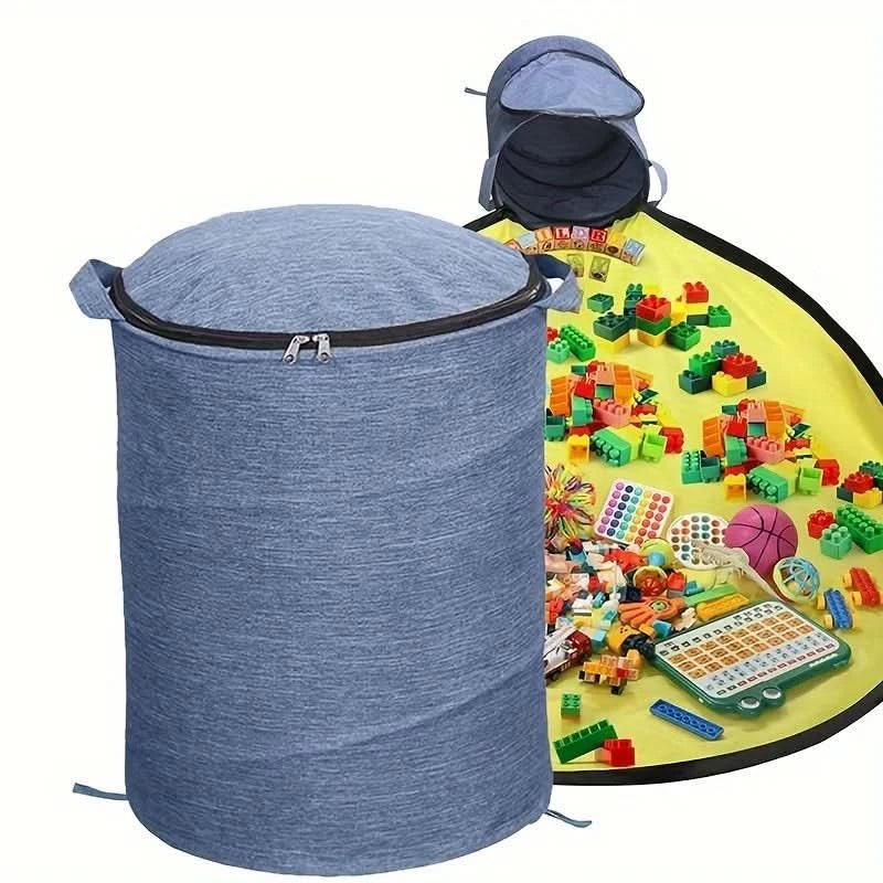 Toy Storage Box Polyester Organizer with Removable Play Mat