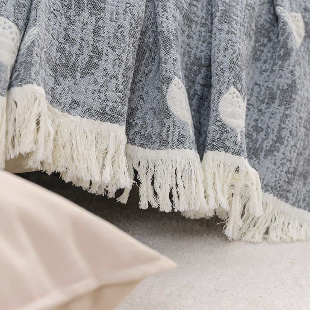 TraditionsWeb: Cotton Blankets in Boho Design with Woven Texture & Decorative Details – for Sofa & Bedroom