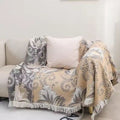 TraditionsWeb: Cotton Blankets in Boho Design with Woven Texture & Decorative Details – for Sofa & Bedroom