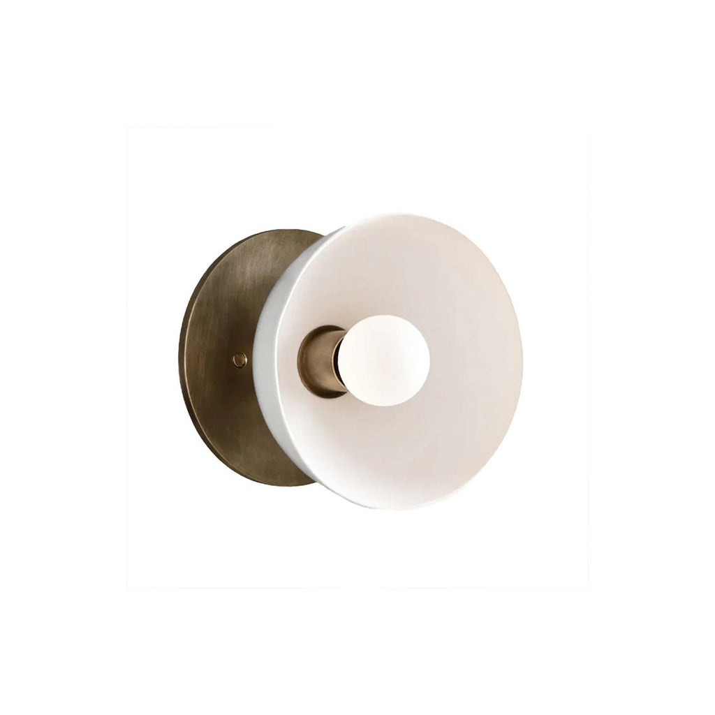 Contemporary Porcelain Shade Wall Light, Bronze/Black
