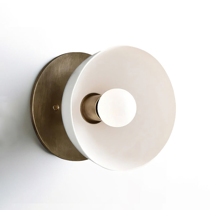 Contemporary Porcelain Shade Wall Light, Bronze/Black
